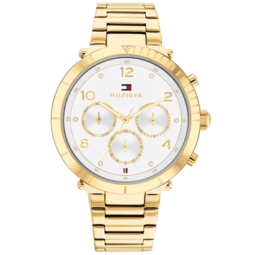 Γυναικείο ρολόι Tommy Hilfiger Emery 1782490 με χρυσό ατσάλινο μπρασελέ και άσπρο καντράν διαμέτρου 38mm με ζιργκόν.